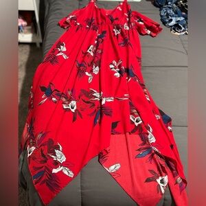 Vibrant Floral Red Dress